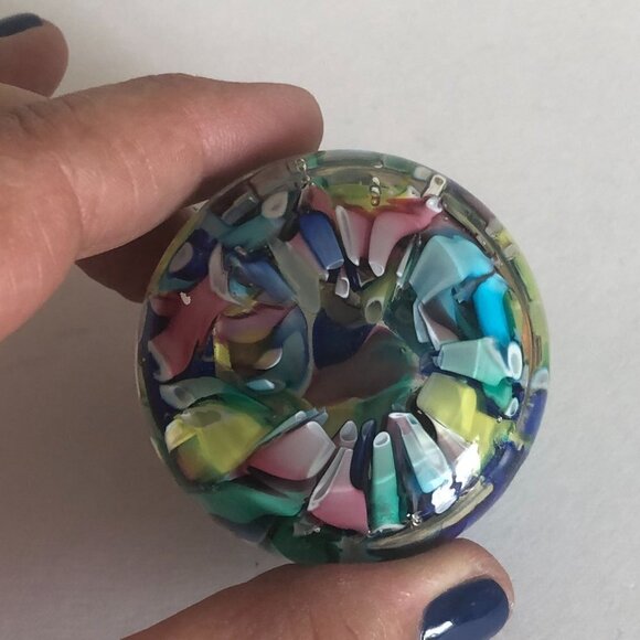 Vintage Murano Glass Confetti Paperweight Fratelli Taso Millefiori Small Multi C - Picture 7 of 10